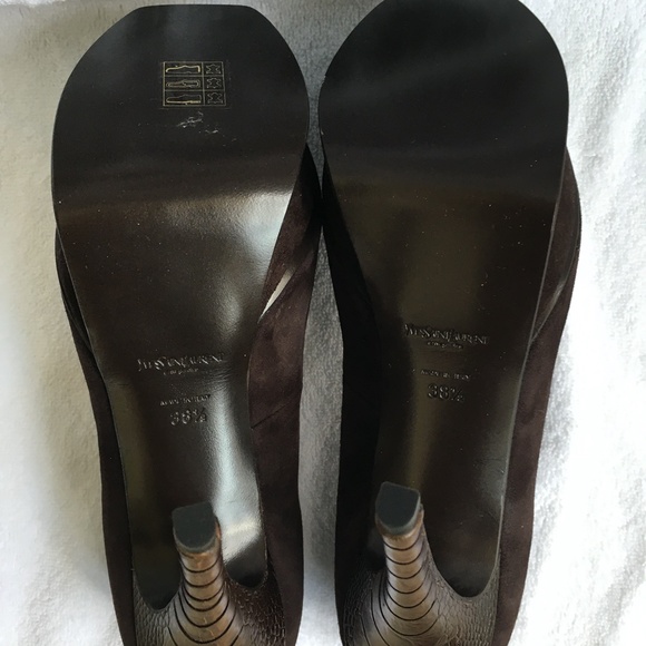 YSL Tribute 105 Chocolate/Coffee Suede 38.5 - Picture 6 of 8